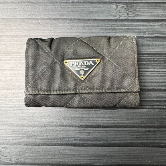 PRADA Black Quilted Nylon & Leather WALLET Used|Authentic - Picture 1 of 3
